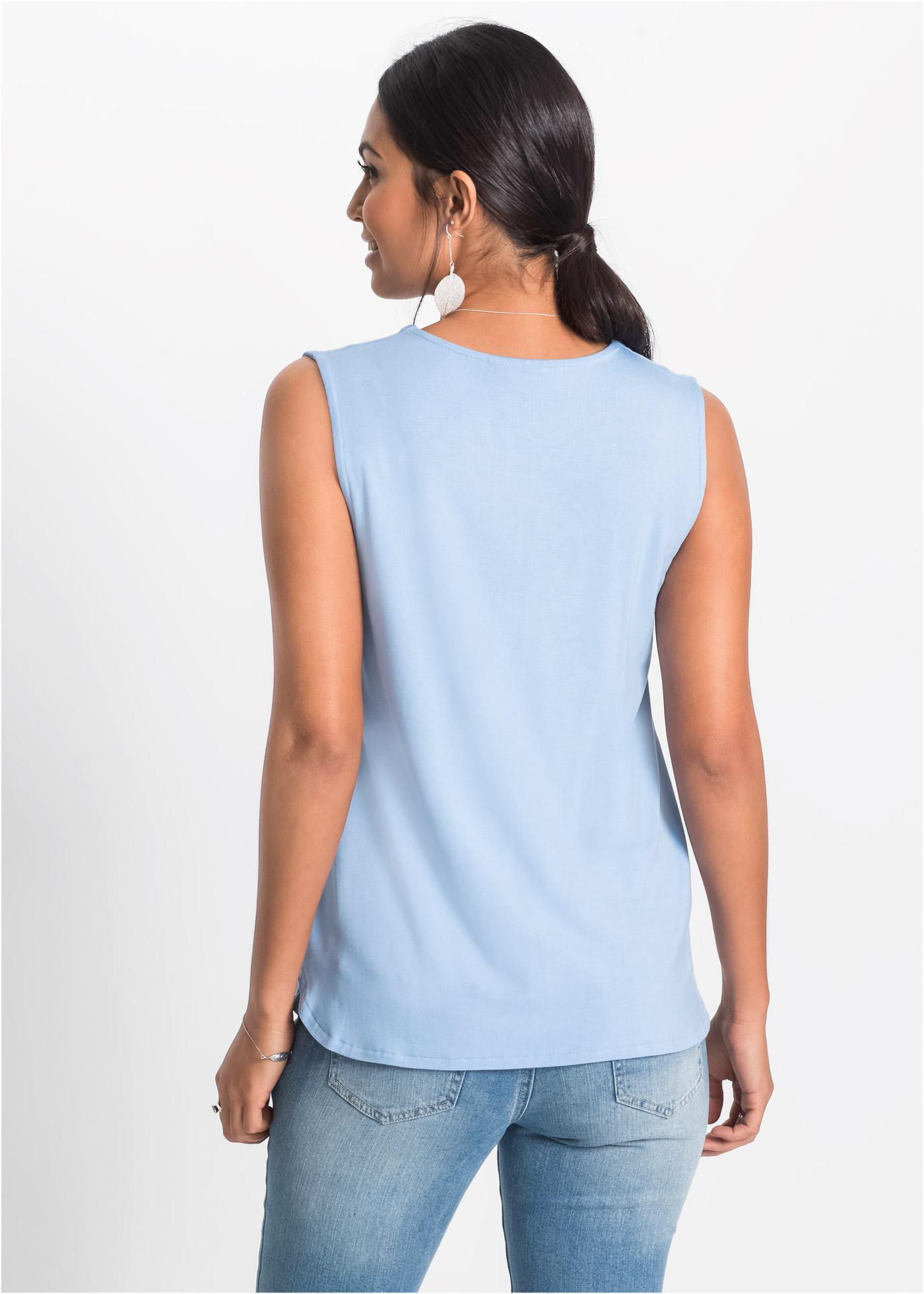 NIEBIESKI TOP V-NECK