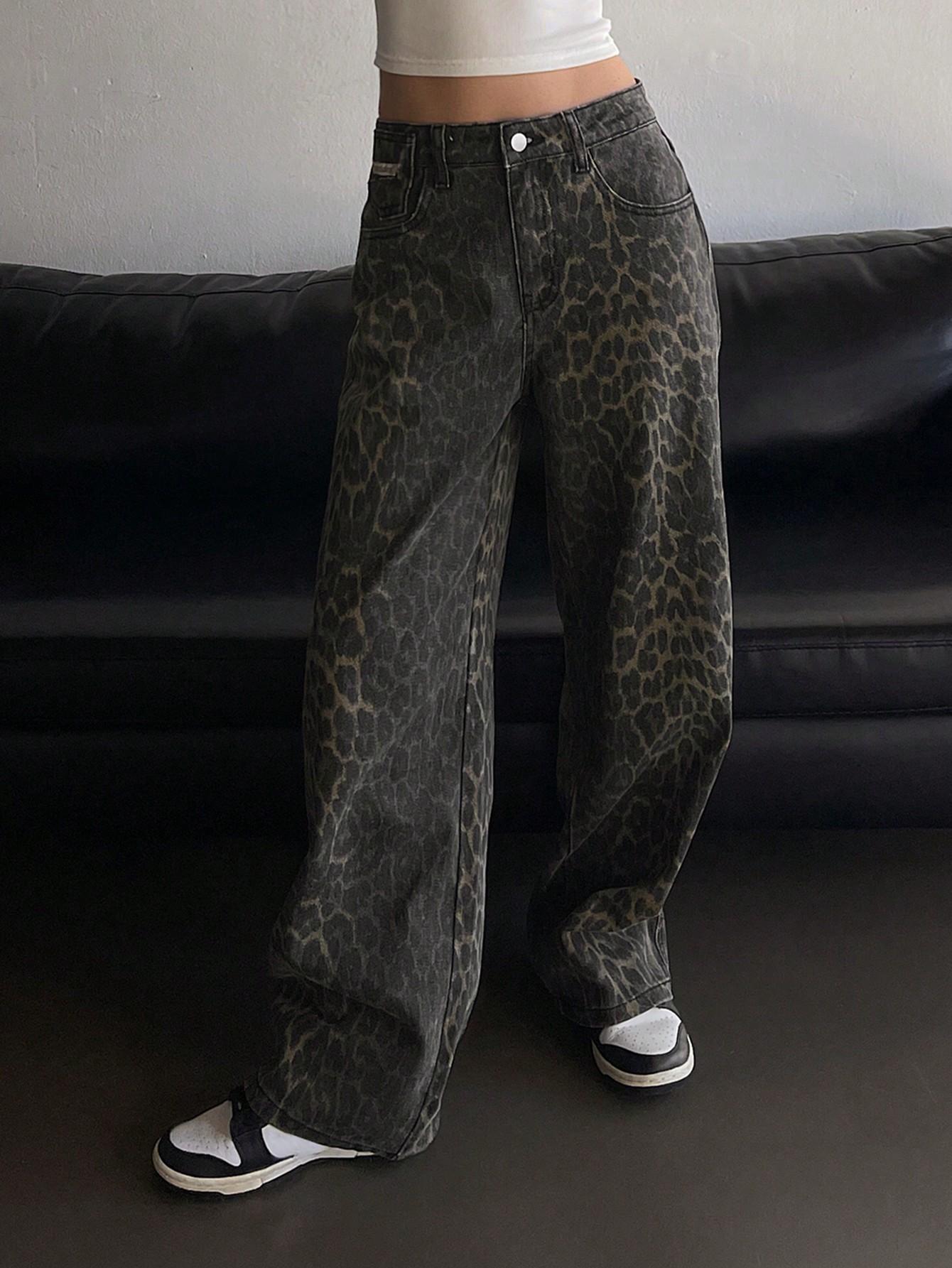 SPODNIE JEANSOWE ANIMAL PRINT