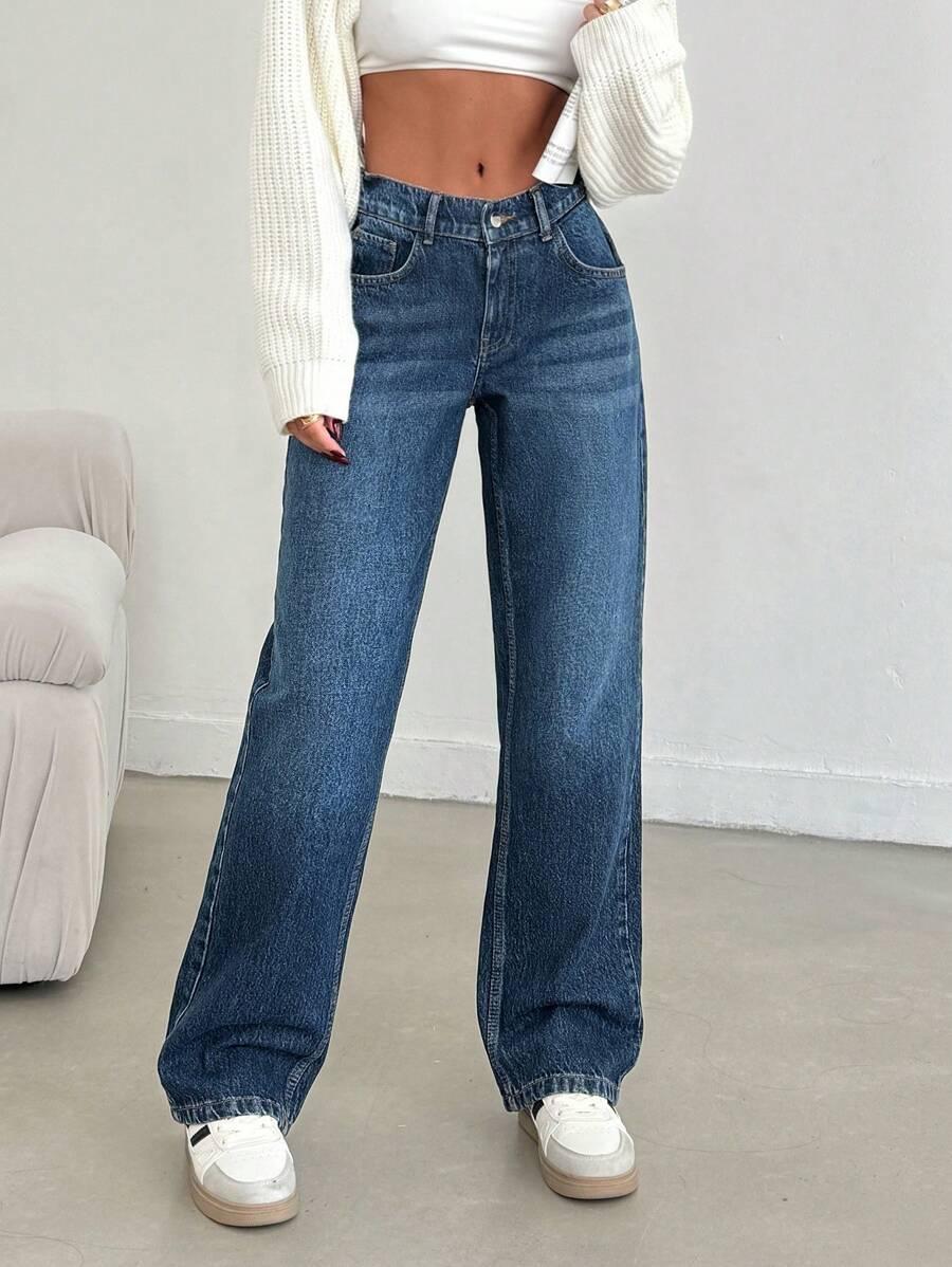 NIEBIESKIE PROSTE JEANSY