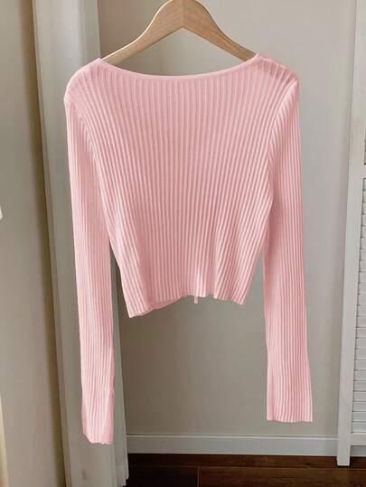różowy sweter wiązanie