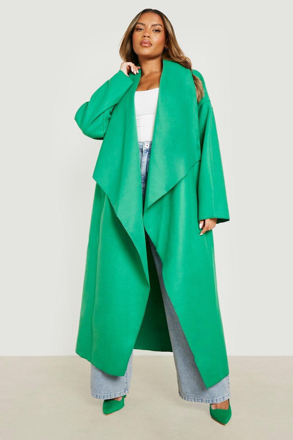 zielony płaszcz maxi WATERFALL