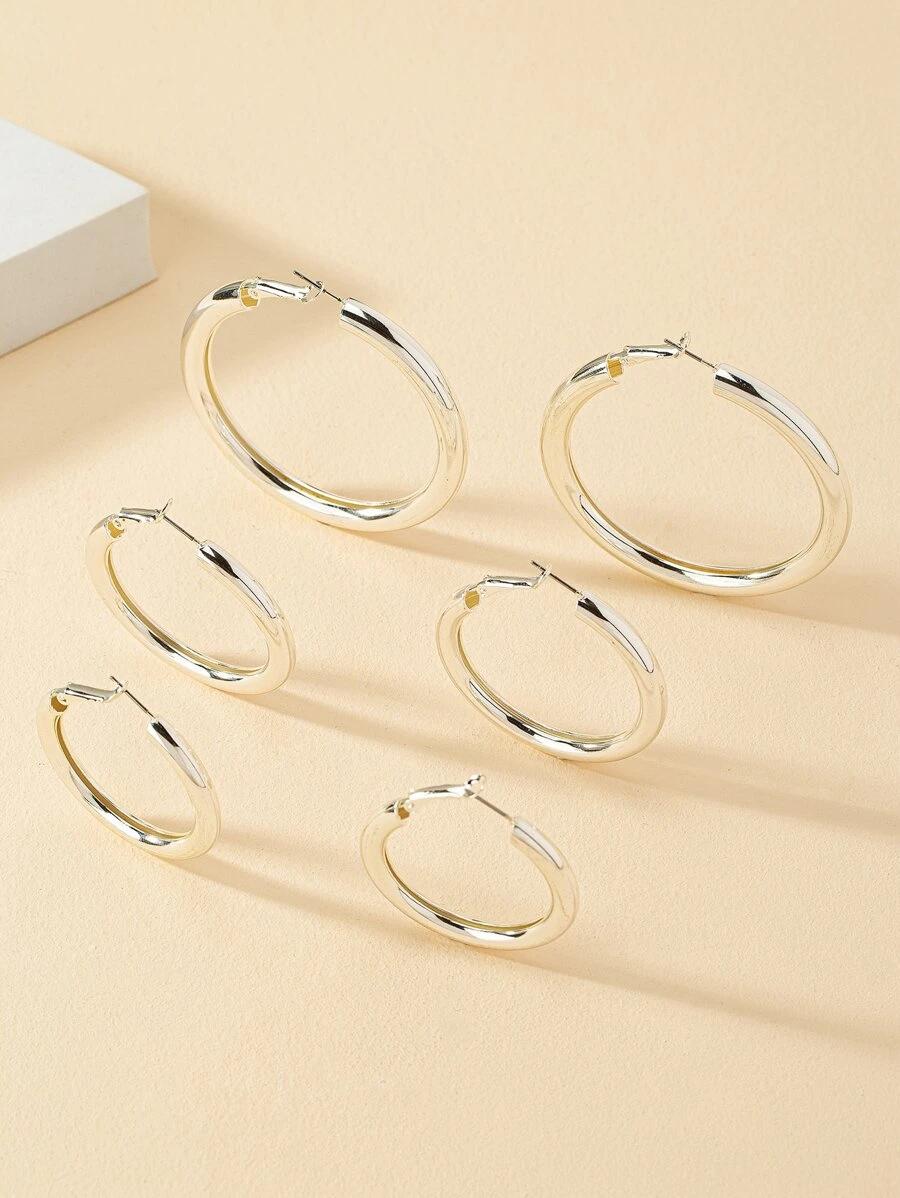 srebrne kolczyki 3-pack