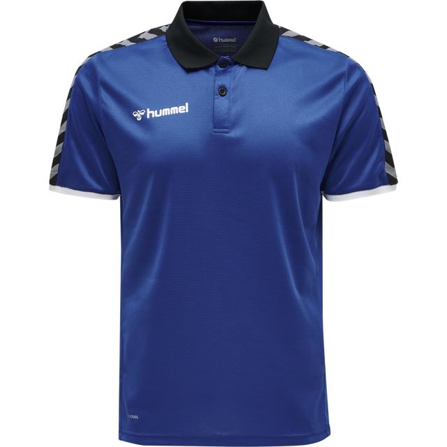 niebieska sportowa koszulka polo logo krótki rękaw