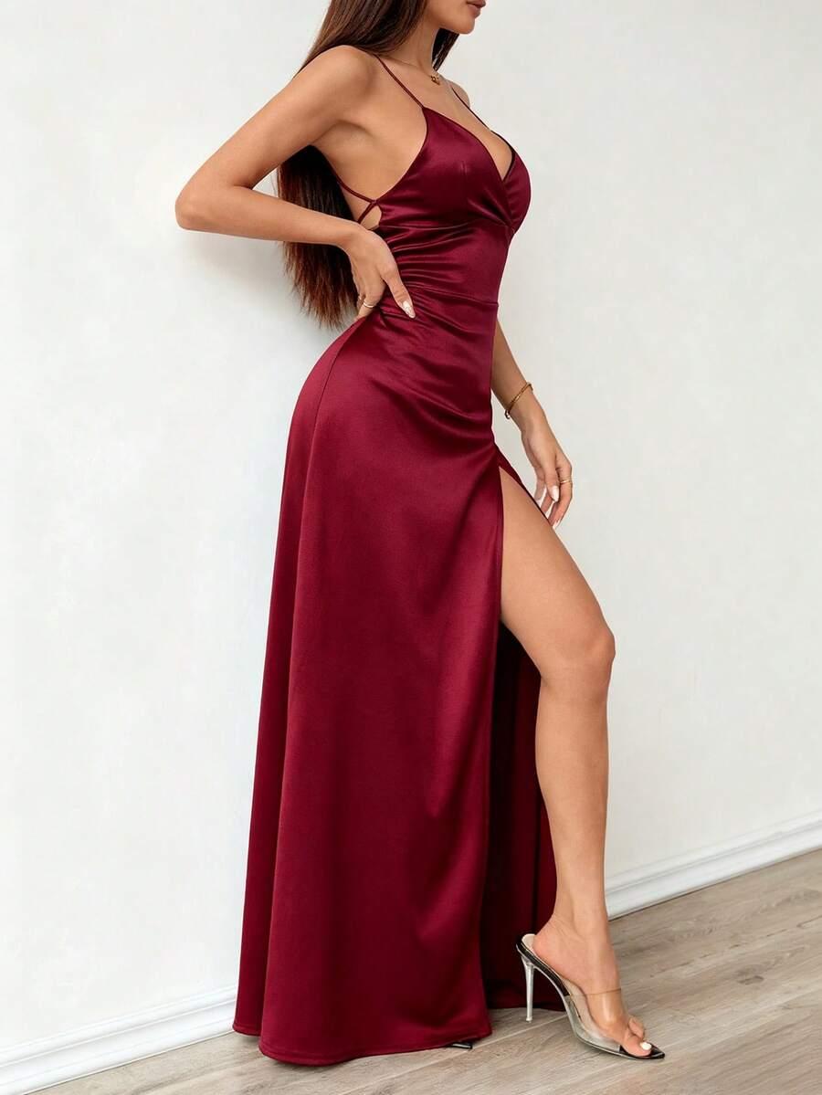 Burgundowa maxi sukienka 