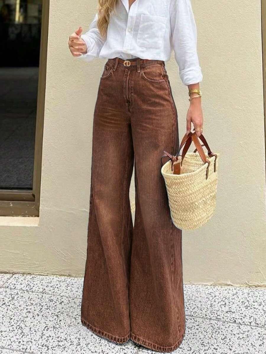 brązowe spodnie jeans