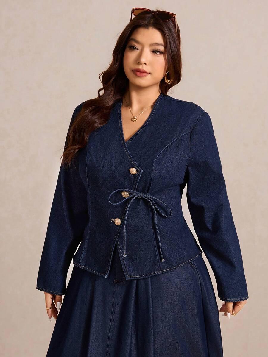GRANATOWA MARYNARKA JEANS 