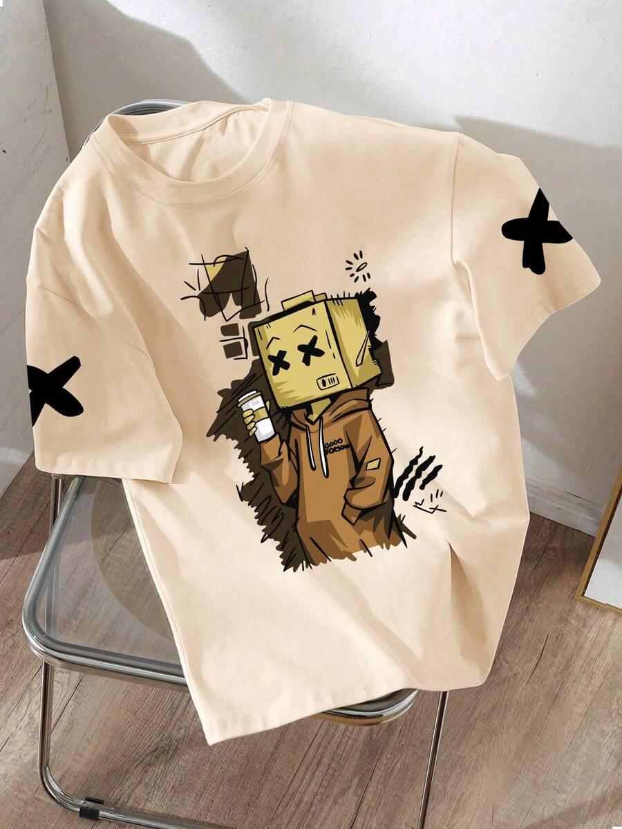 beżowy t-shirt print