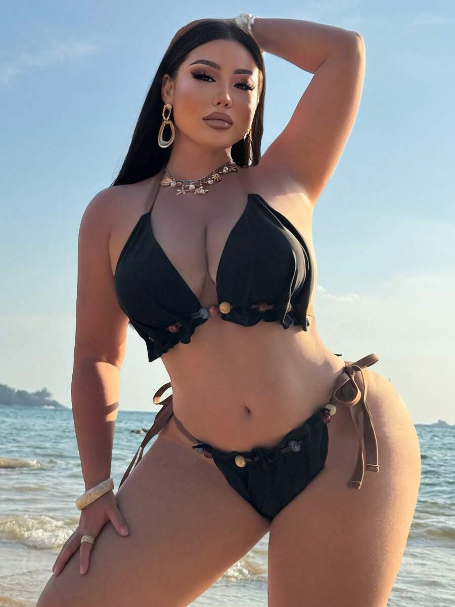 czarny dół od bikini zdobienie