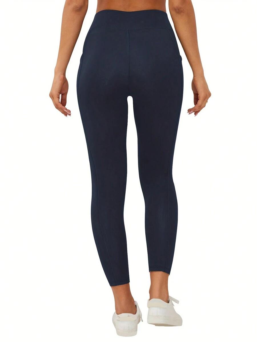 granatowe ocieplane legginsy