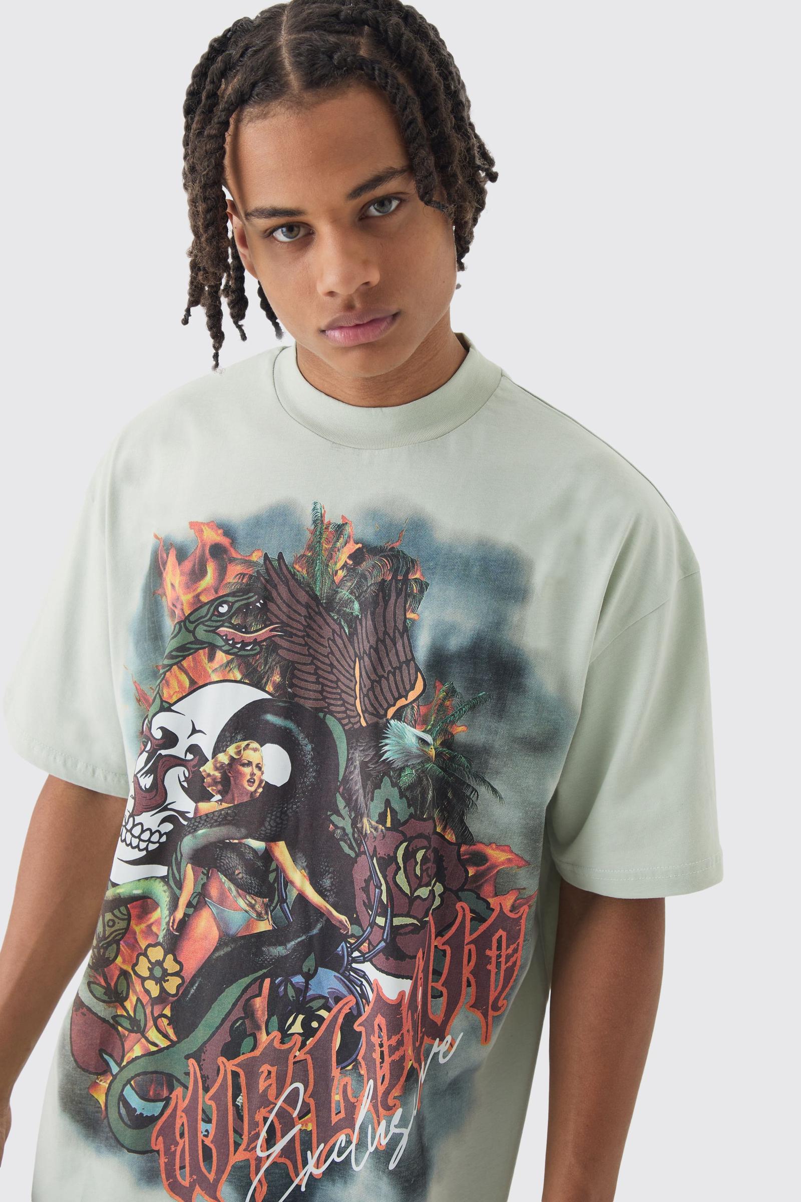 ZIELONY T-SHIRT NADRUK
