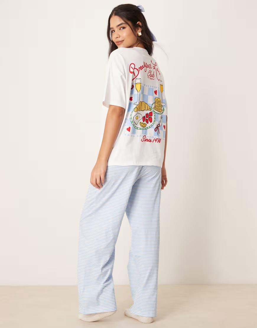 BIAŁY T-SHIRT OD PIŻAMY PRINT