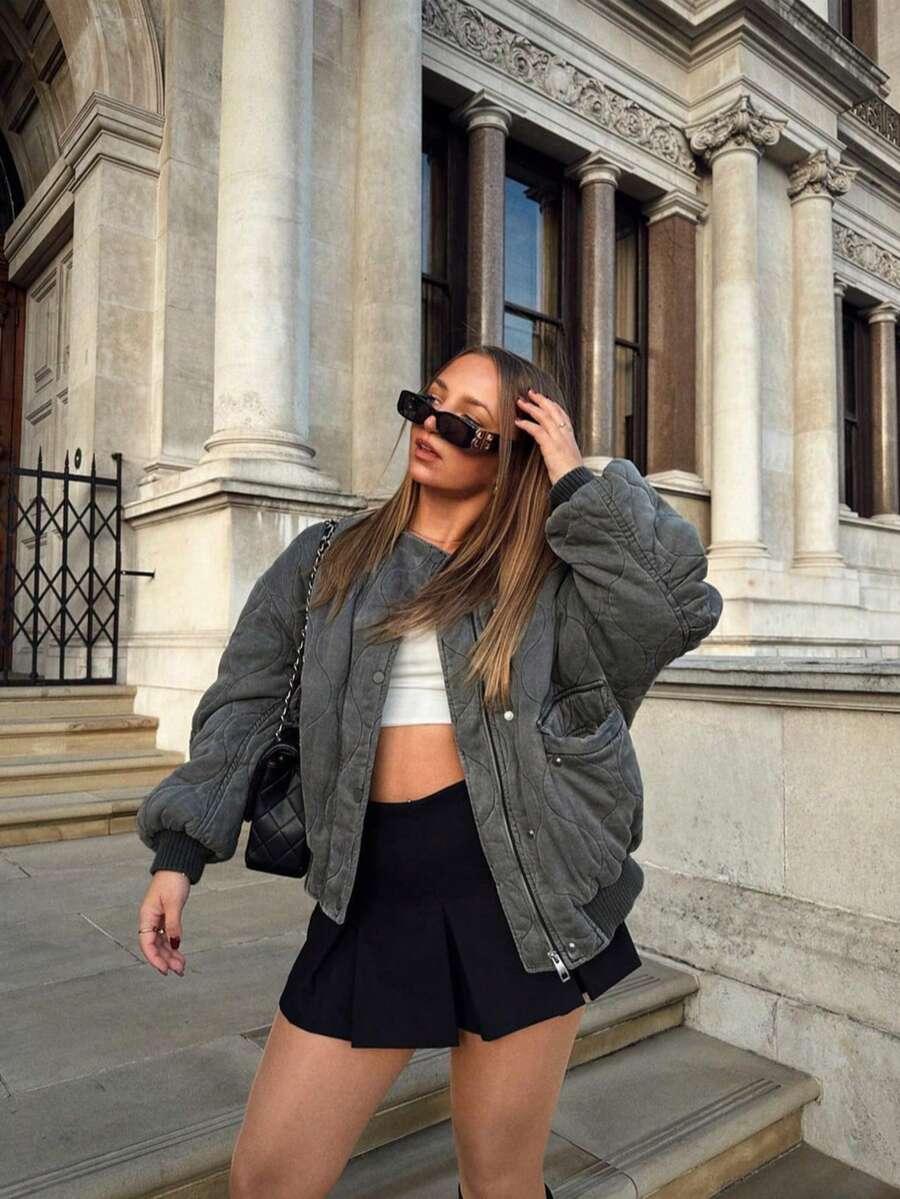 szara kurtka zamek