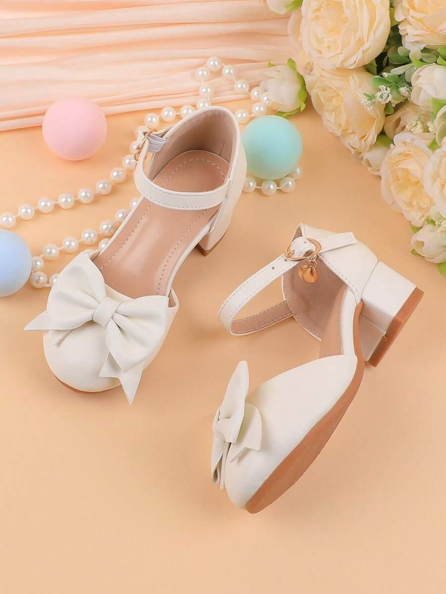 BUTY DZIEWCZĘCE NA OBCASIE Z KOKARDĄ