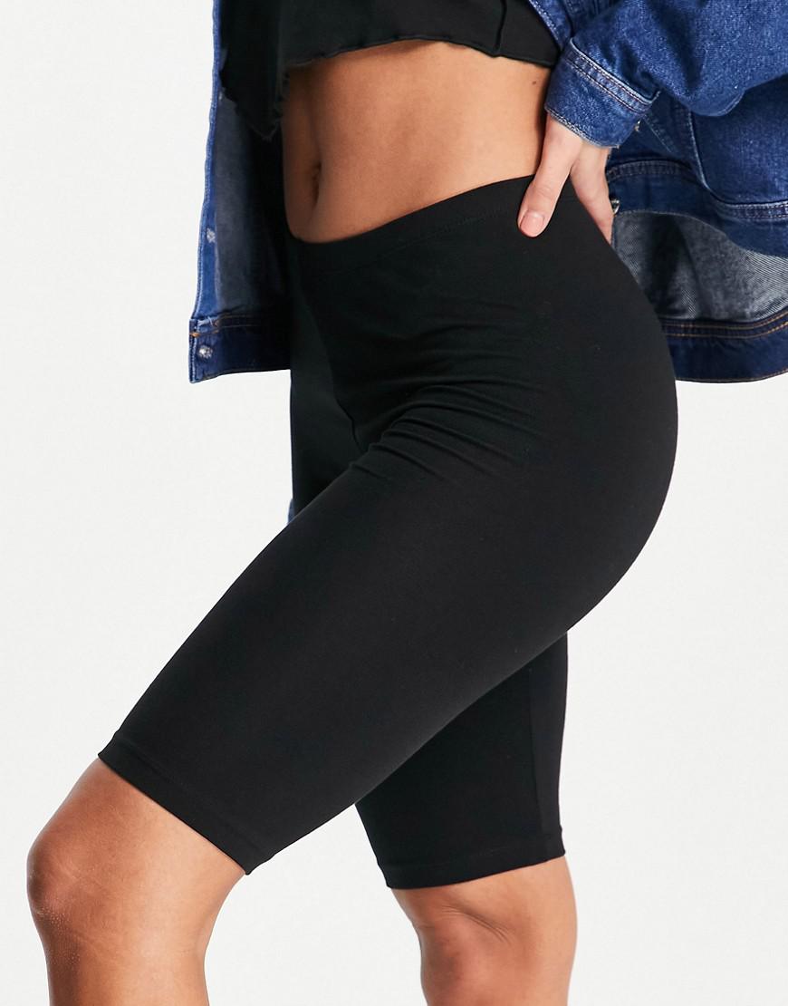 czarne gładkie legginsy kolarki 2-pack