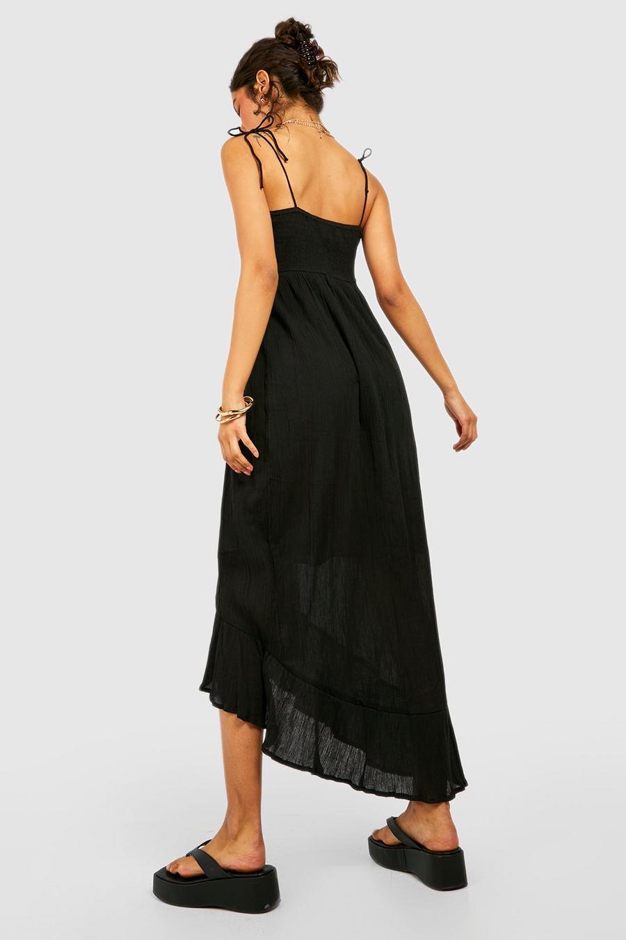 czarna midi sukienka na ramiączkach tekstura