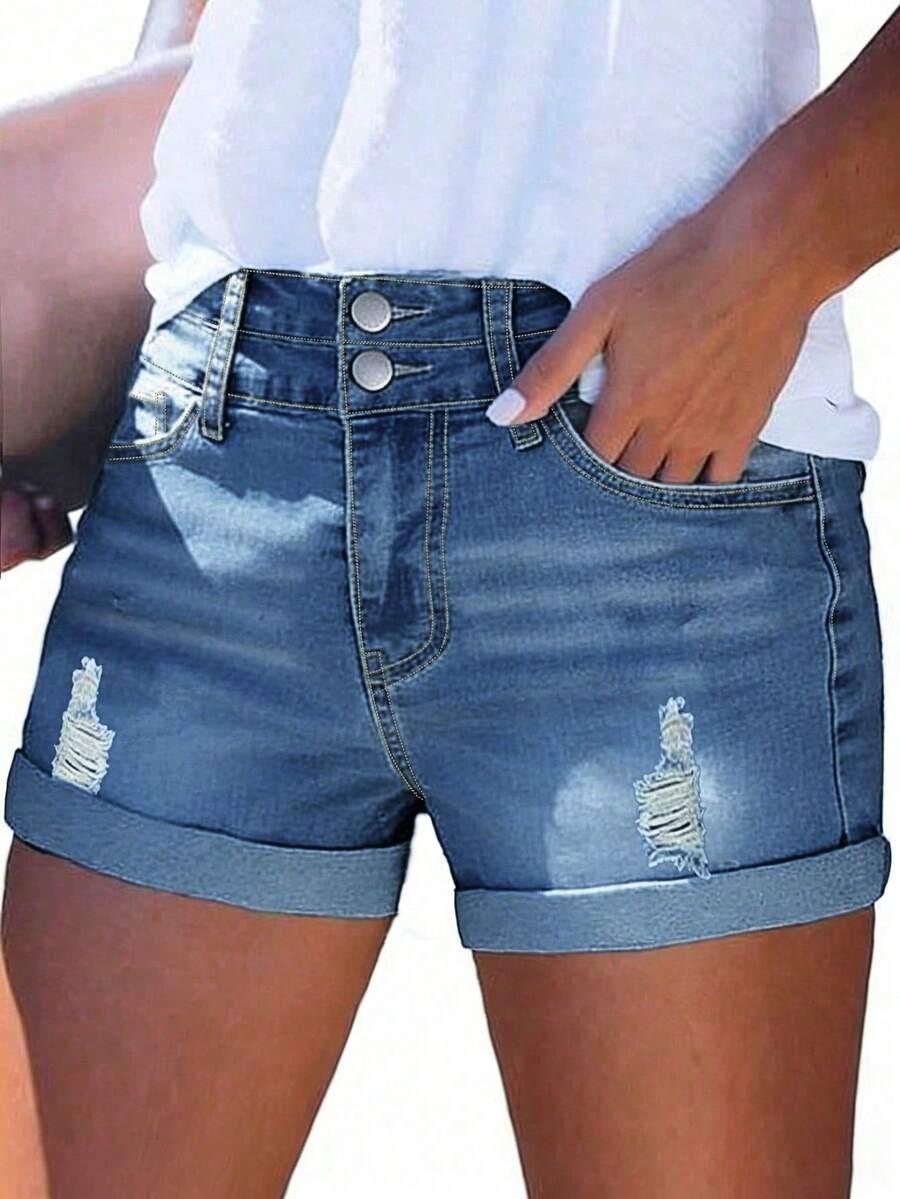 krótkie spodenki jeans przetarcia
