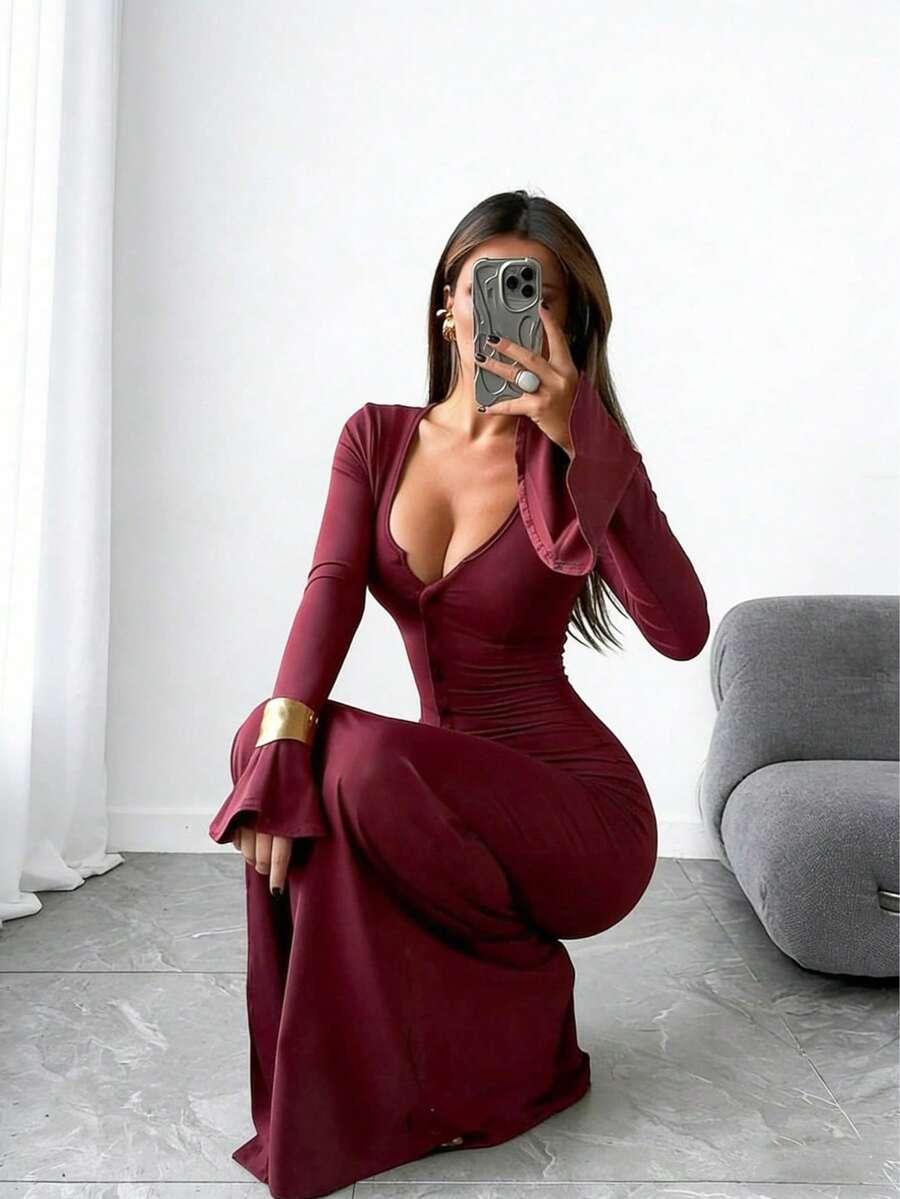 CZERWONA MAXI SUKIENKA