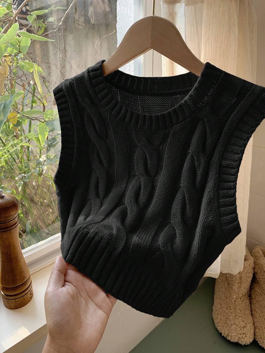 czarny dzianinowy top 