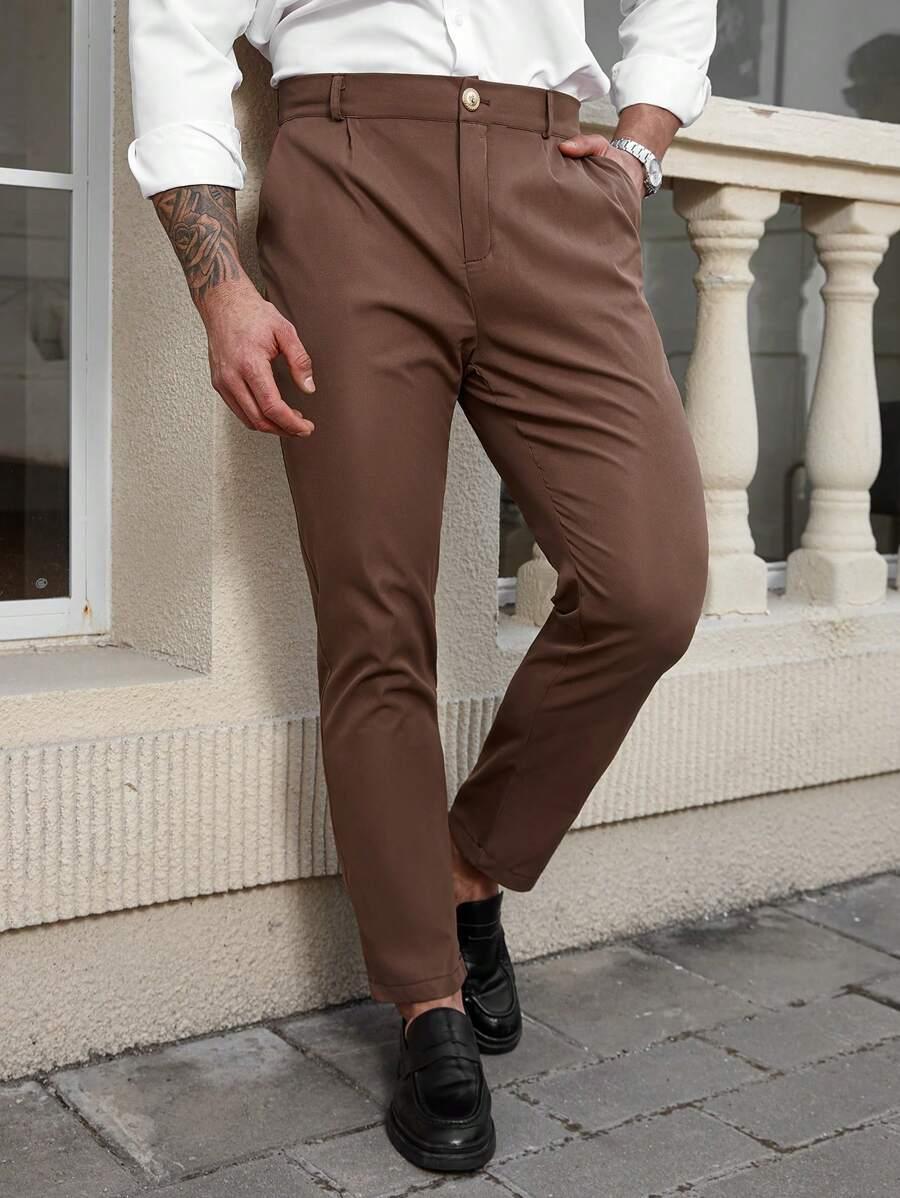 brązowe eleganckie spodnie 