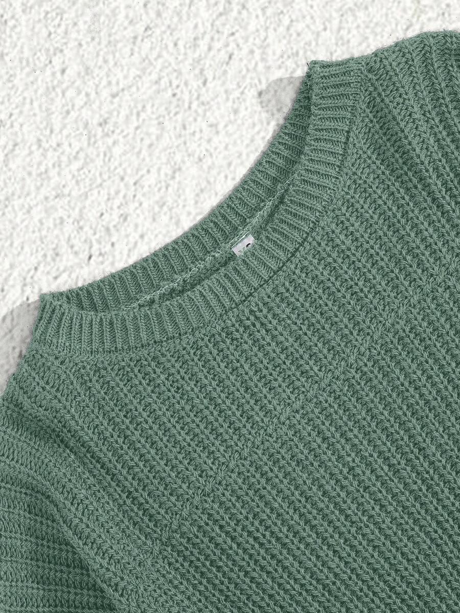 ZIELONY DZIANINOWY SWETER