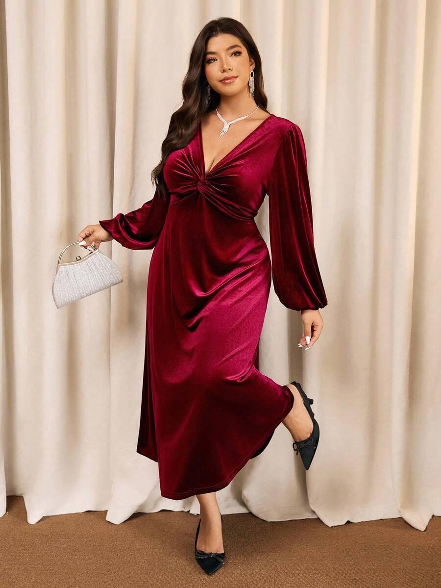 Burgundowa maxi sukienka 