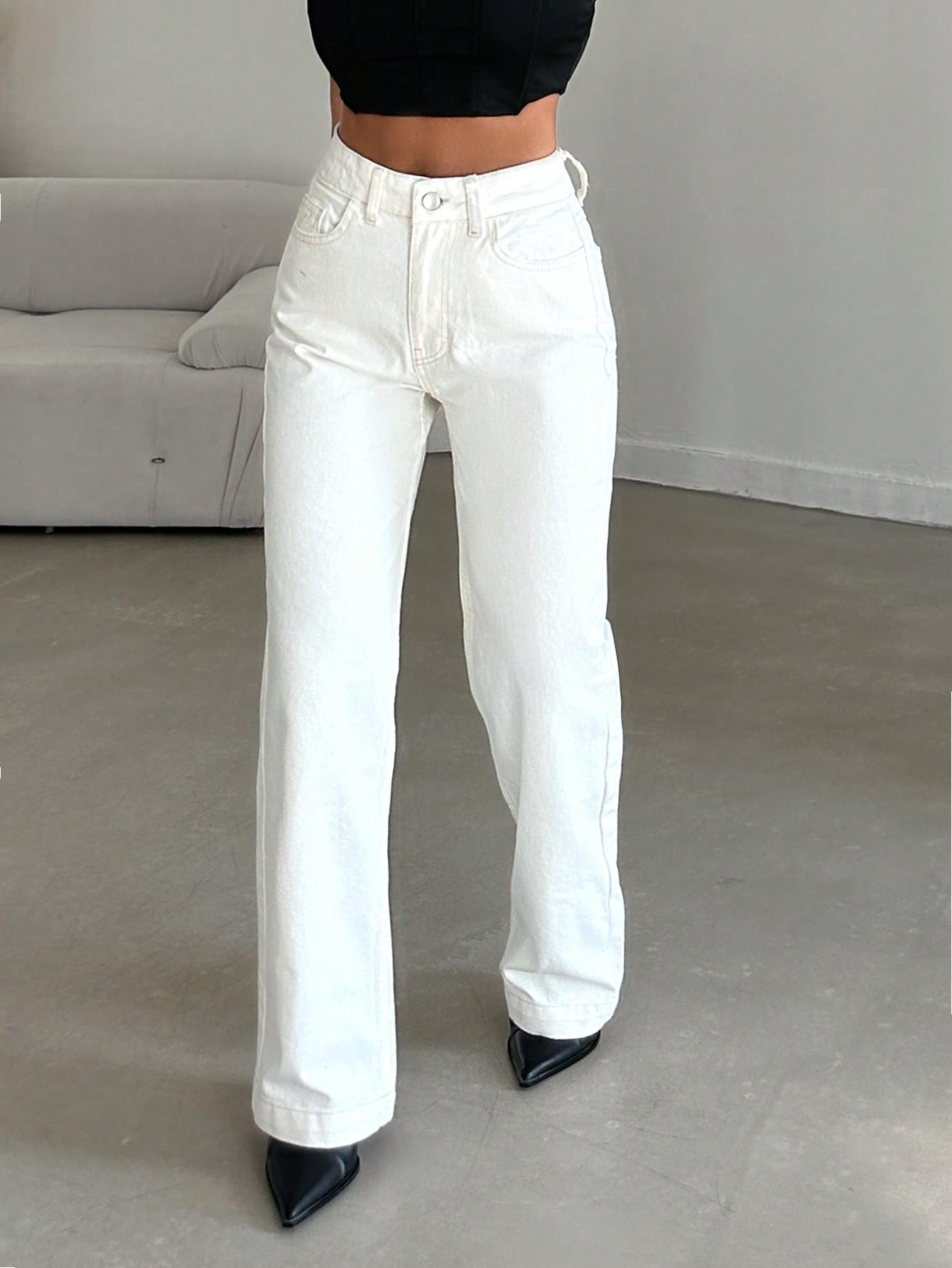 BIAŁE SPODNIE JEANS