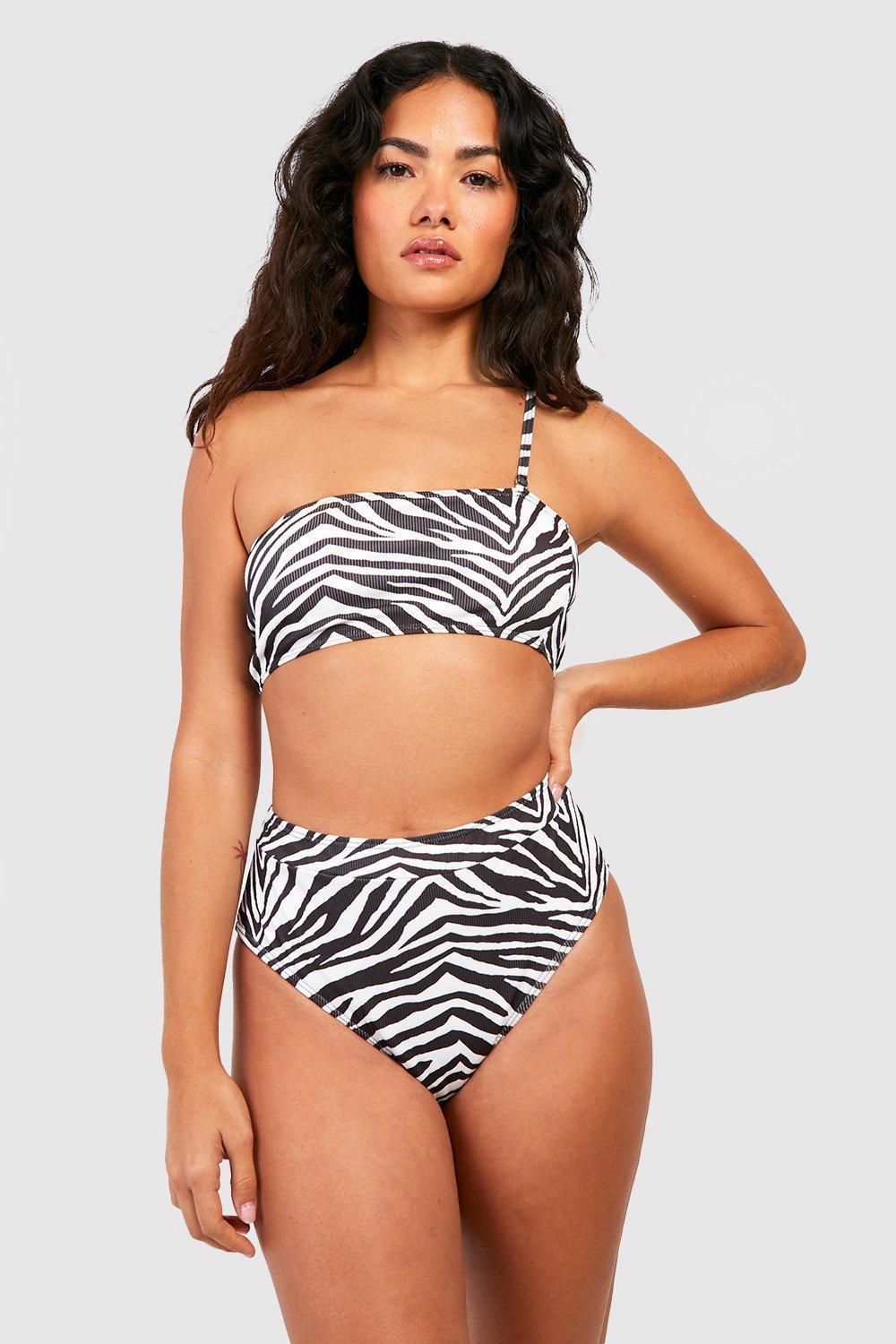 GÓRA OD BIKINI ASYMETRIA ZEBRA PRINT