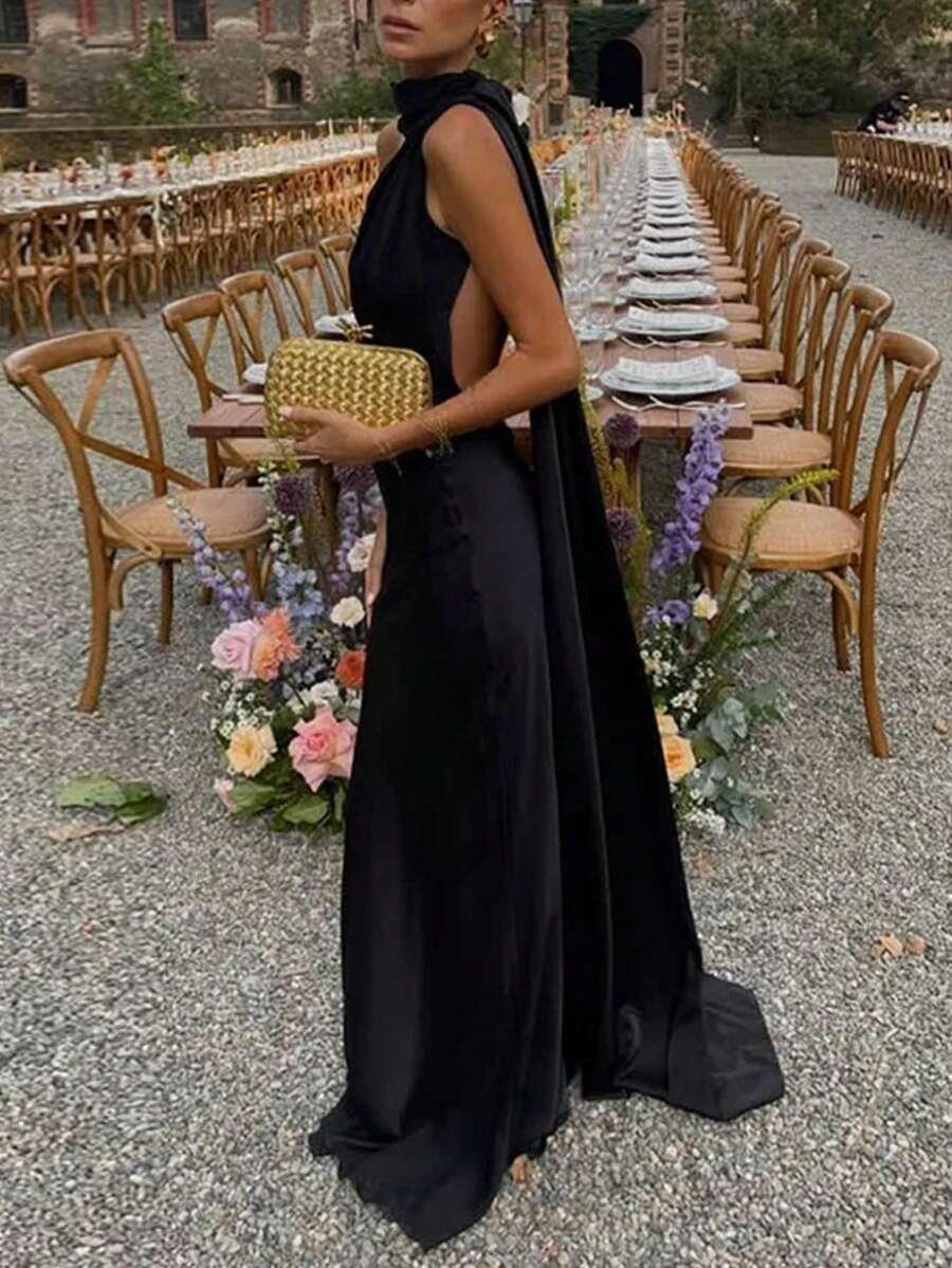 czarna maxi sukienka