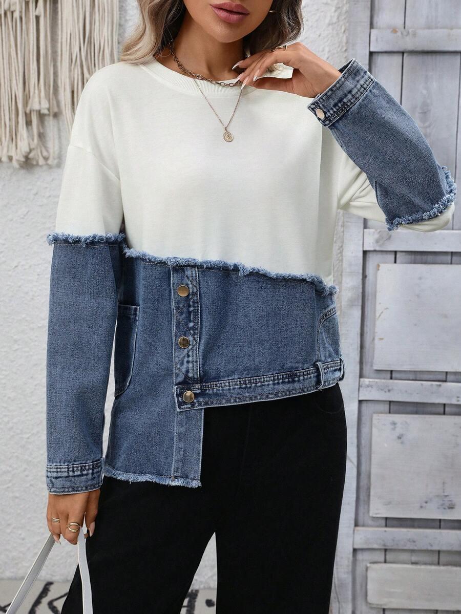 asymetryczna bluza jeans