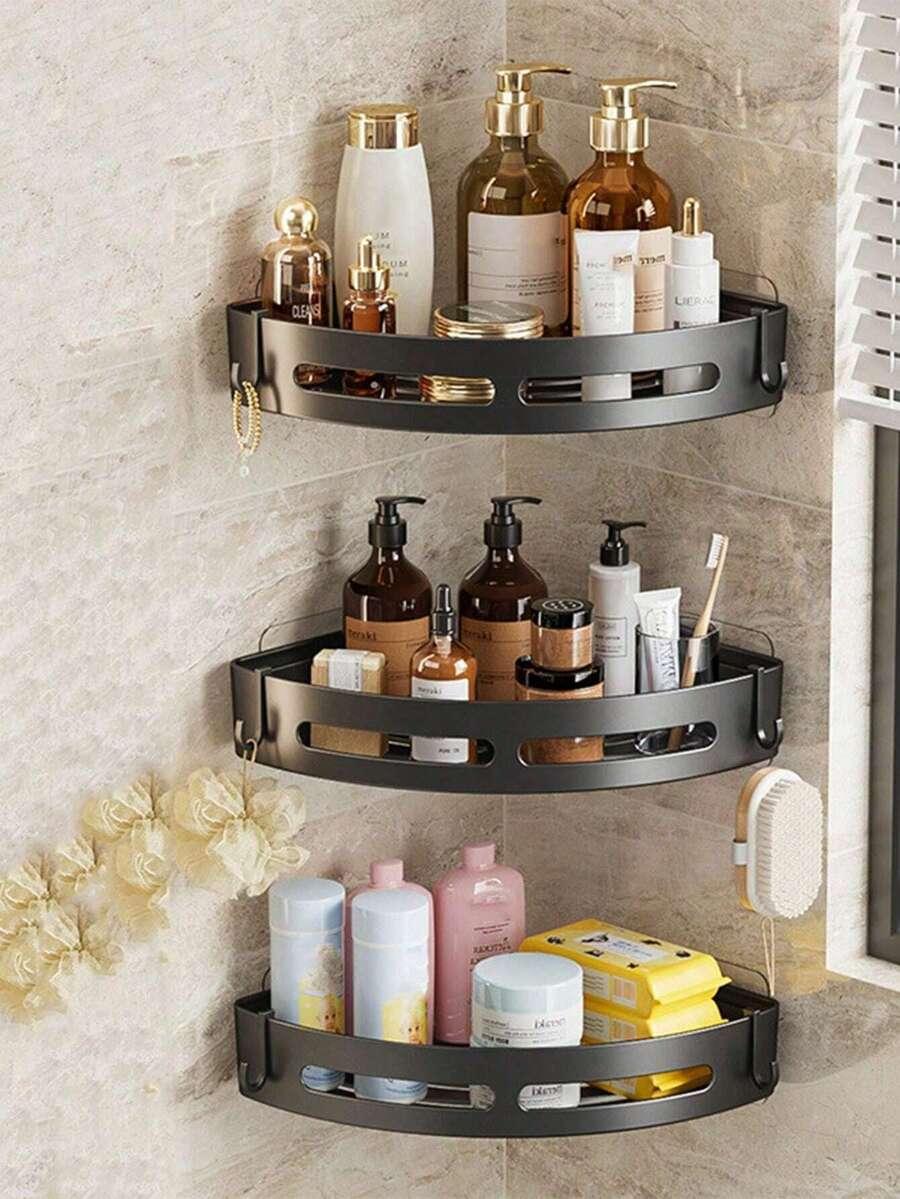 czarna półka łazienkowa 3-pack