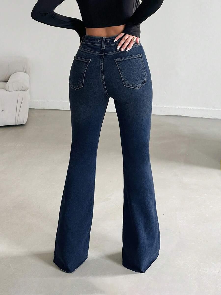GRANATOWE DZWONY JEANS 