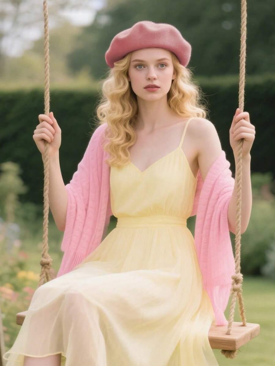 różowy beret casual