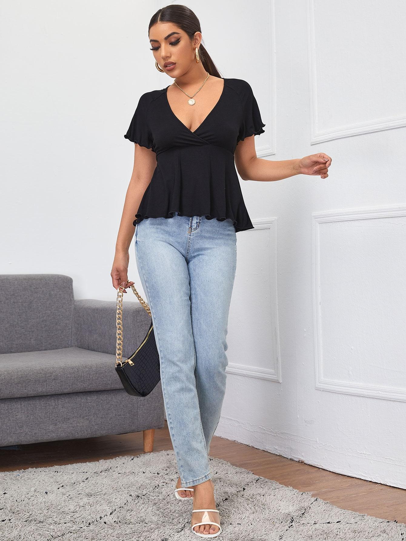 CZARNA BLUZKA V-NECK