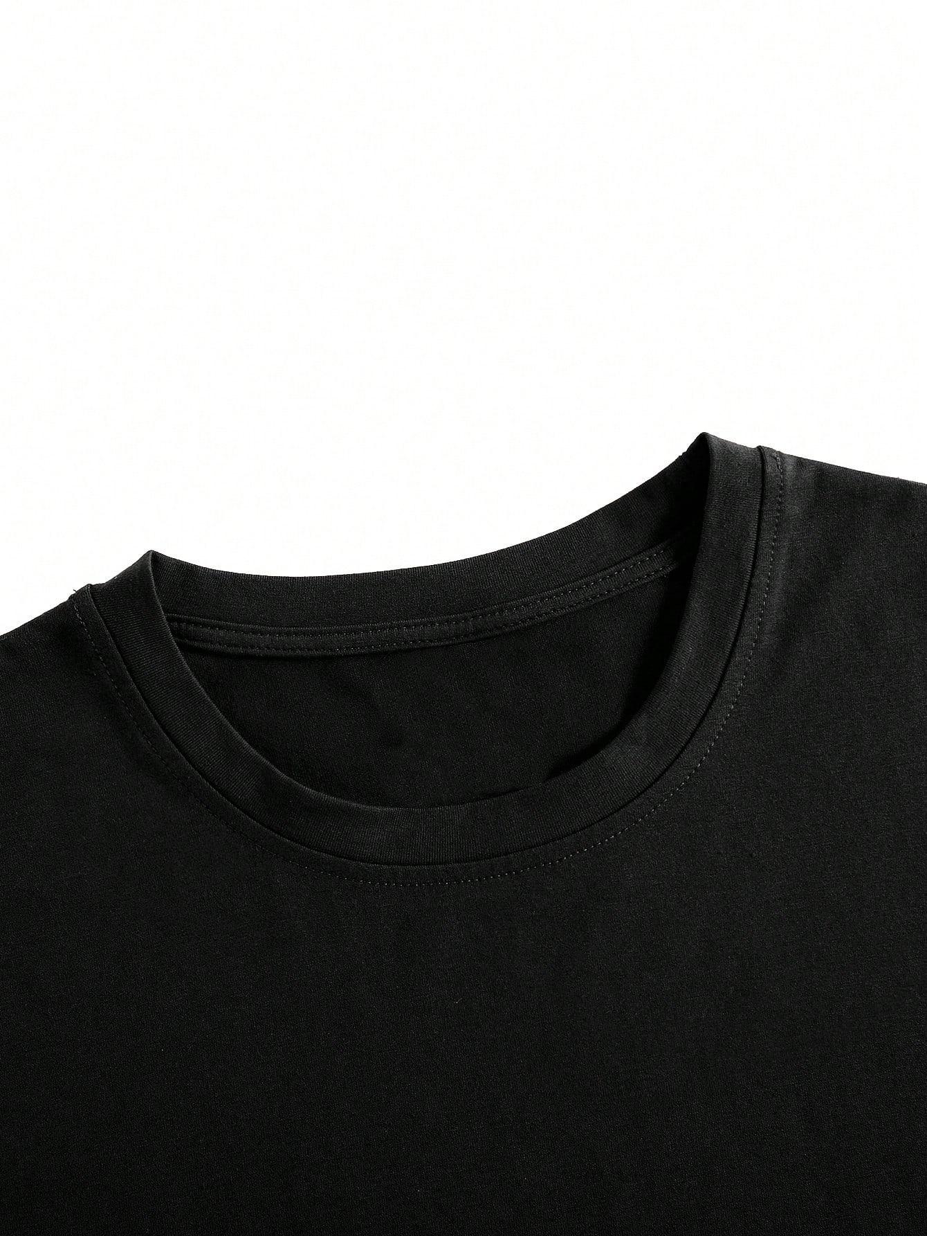 czarny t-shirt napis