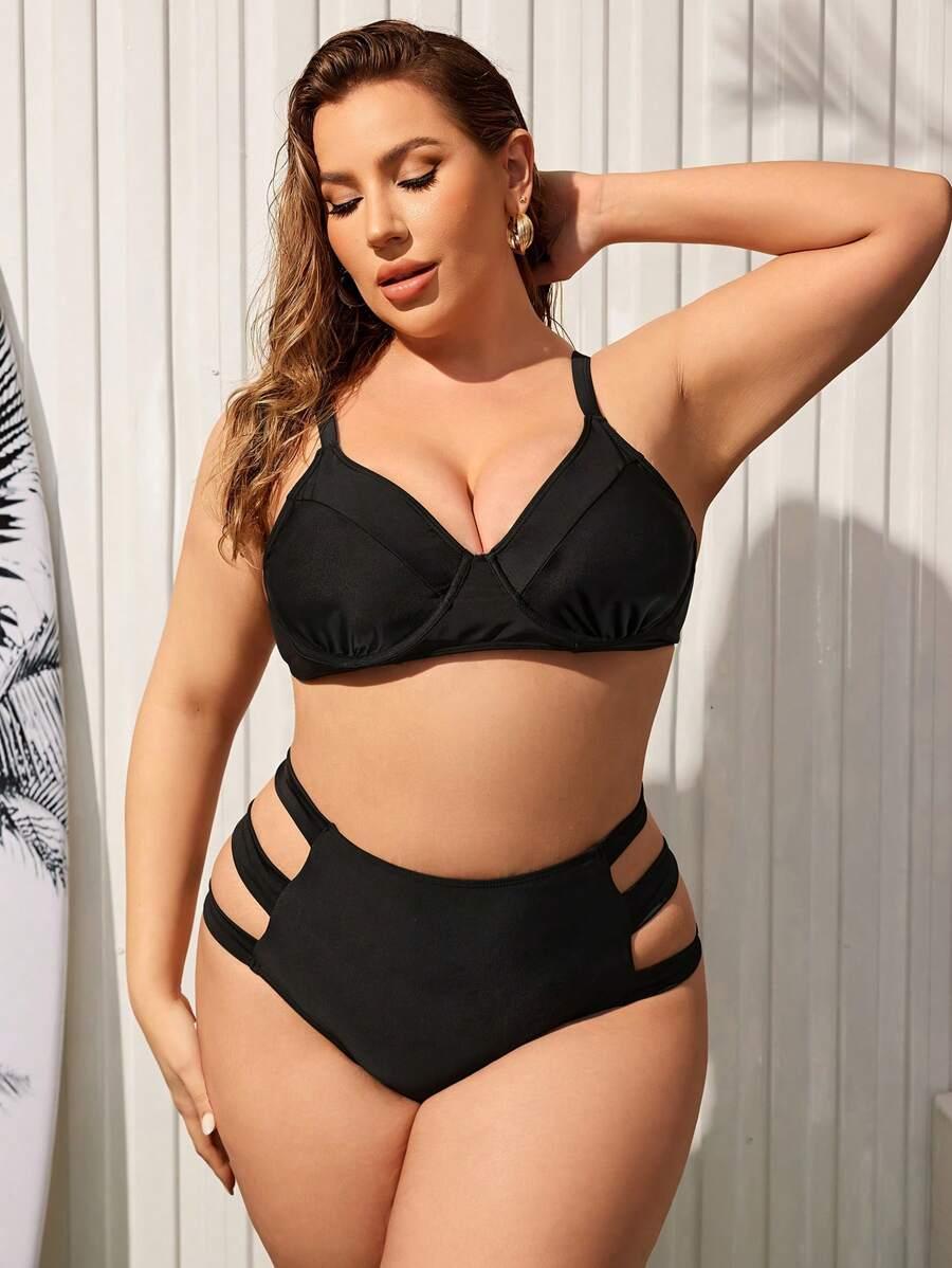 czarny dół bikini wycięcia