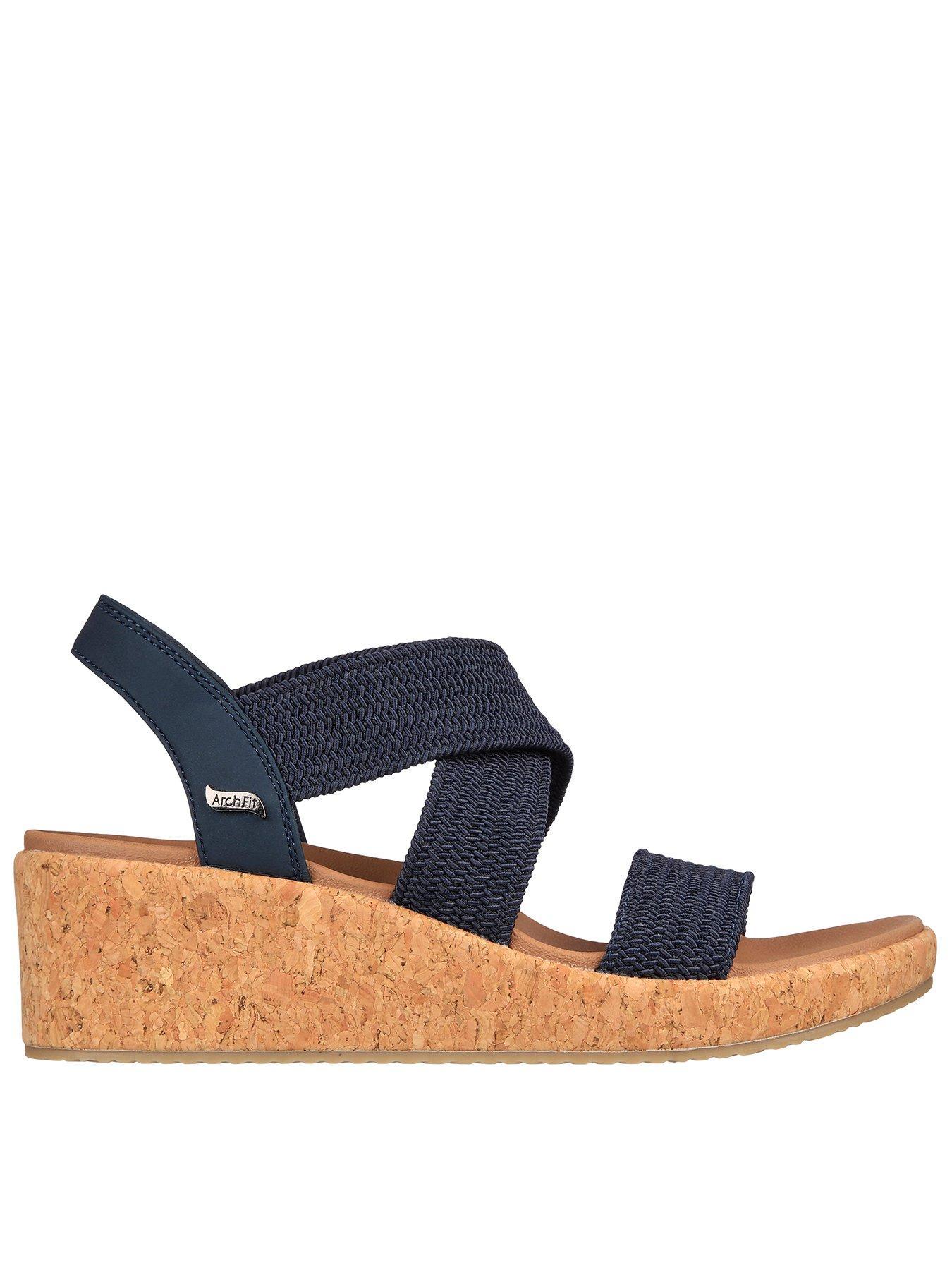 SKECHERS SANDAŁY NA KOTURNIE ARCH FIT BEVERLEE STRETCH