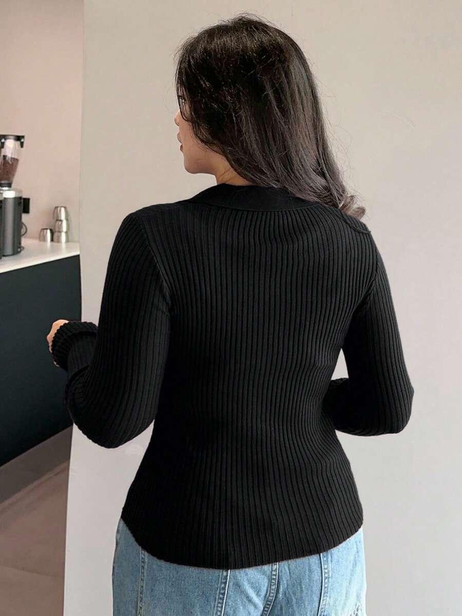 CZARNY SWETER V-NECK