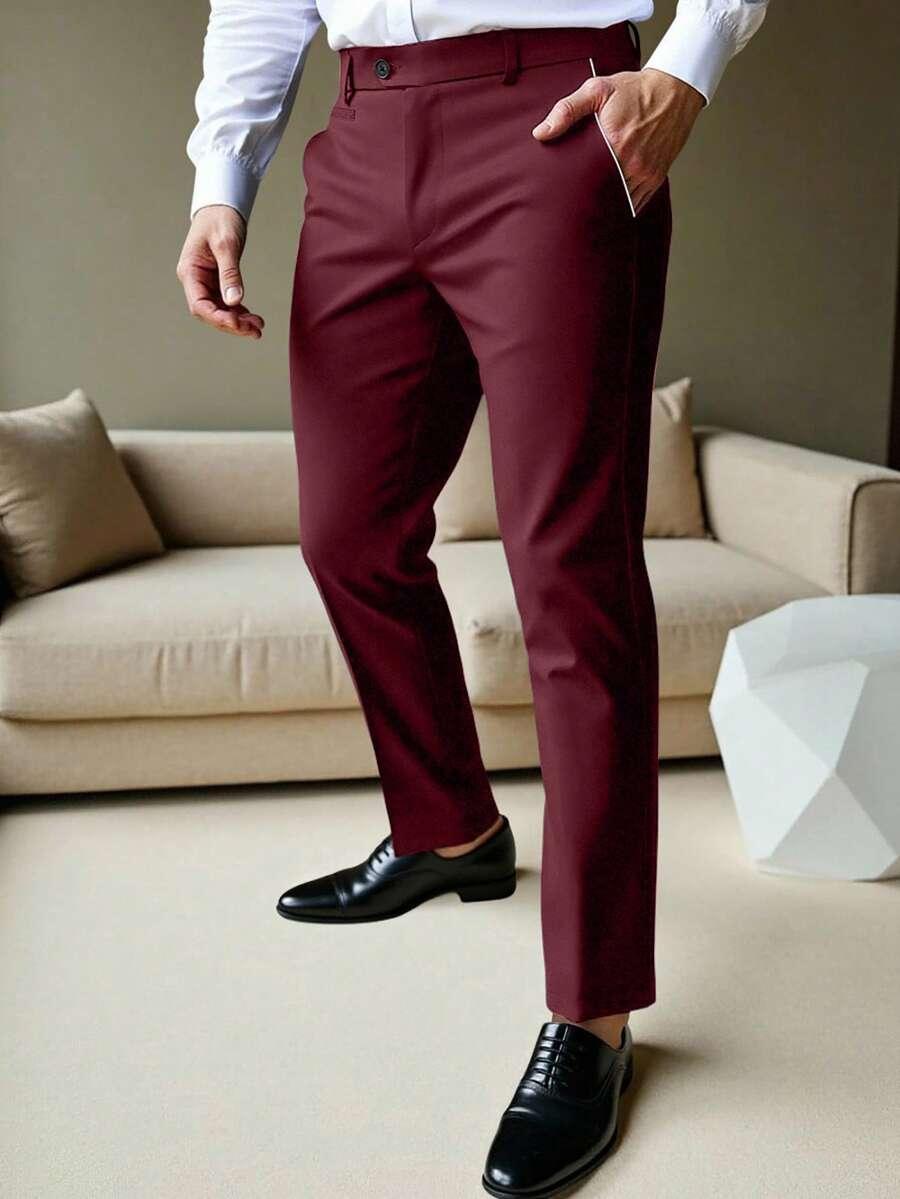 bordowe eleganckie spodnie 