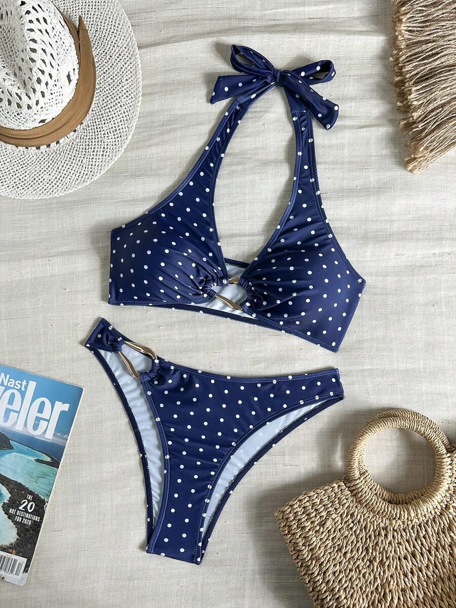 komplet bikini wzór groszki