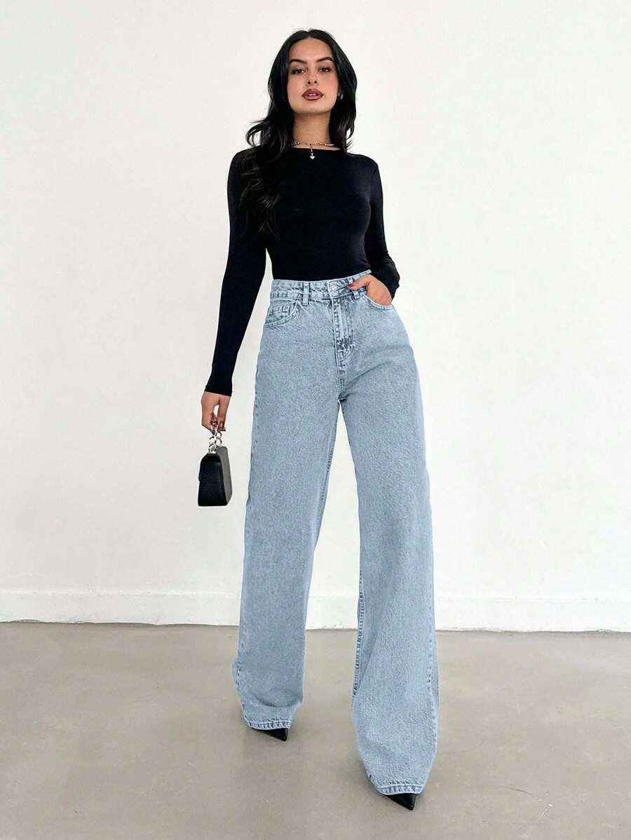 SPODNIE JEANS PROSTE NOGAWKI 