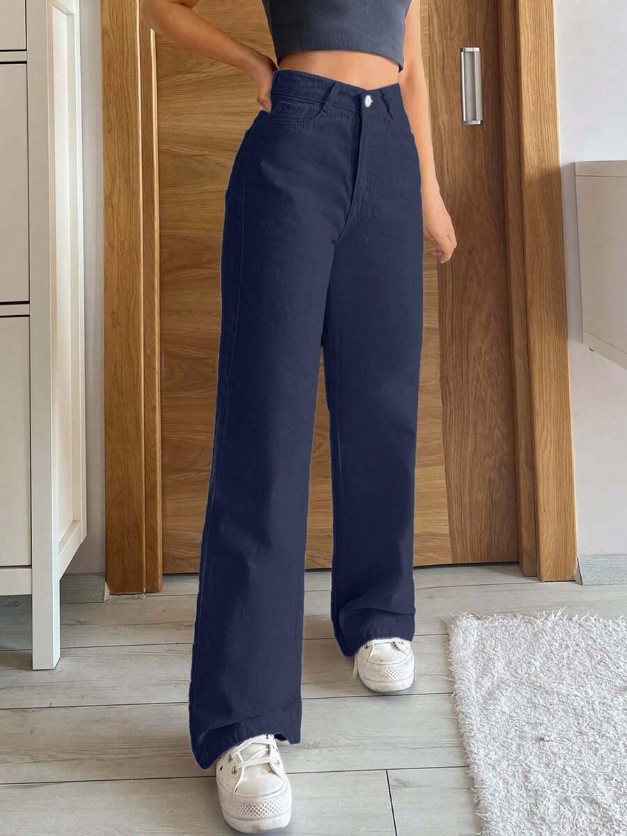 GRANATOWE SPODNIE JEANS