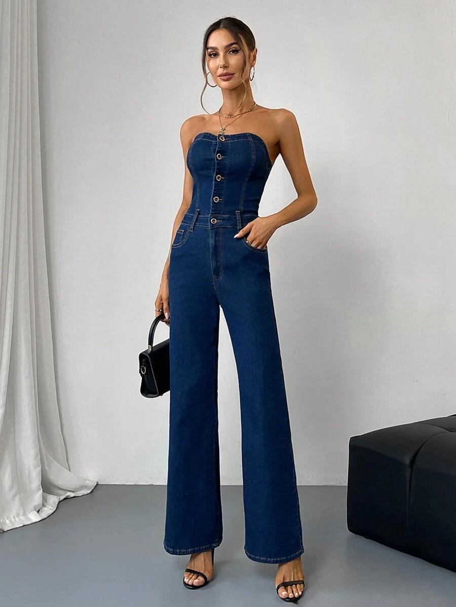 NIEBIESKI KOMBINEZON JEANS