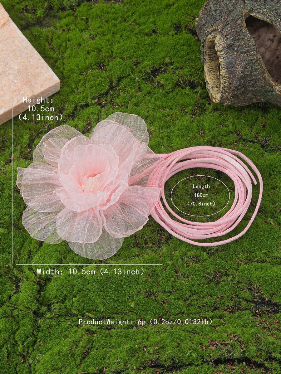 różowy naszyjnik choker kwiat