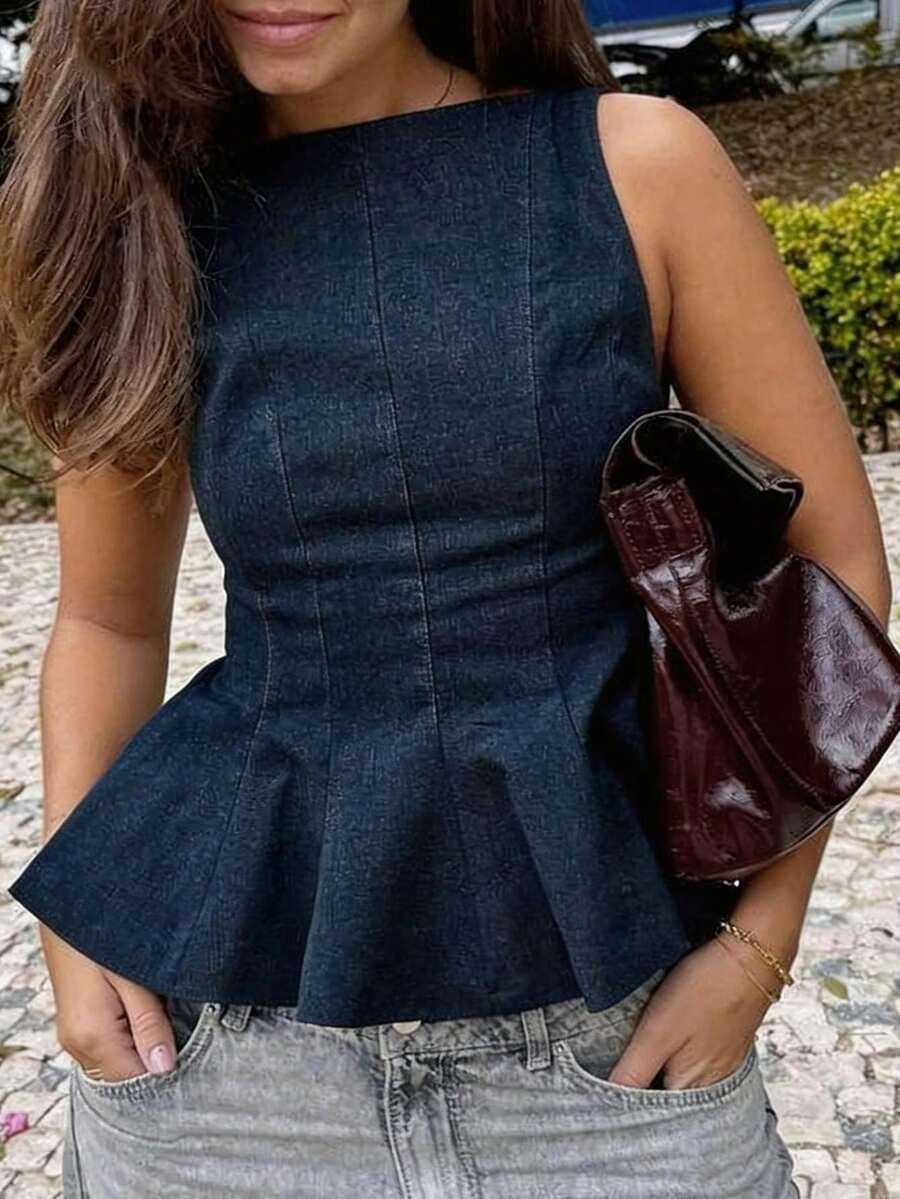 granatowy top jeans