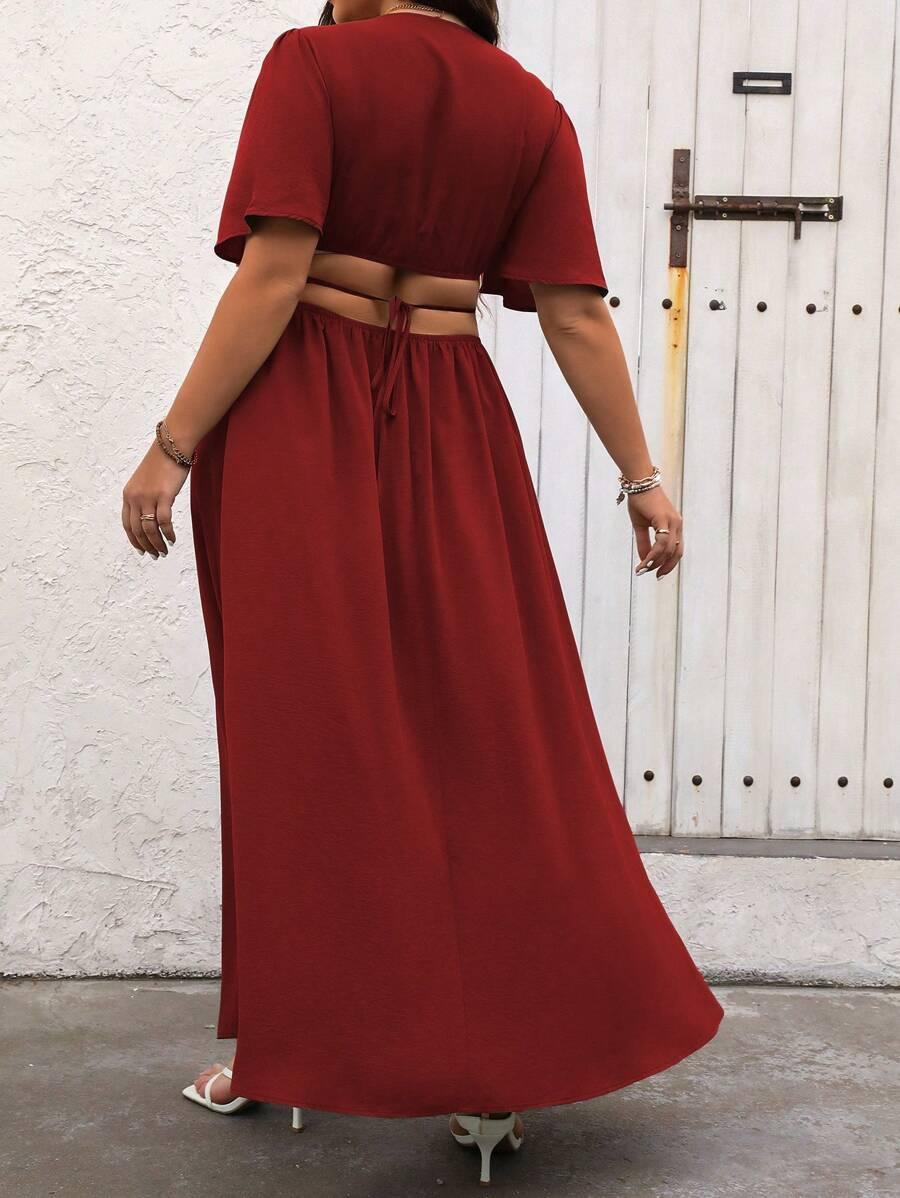burgundowa maxi sukienka