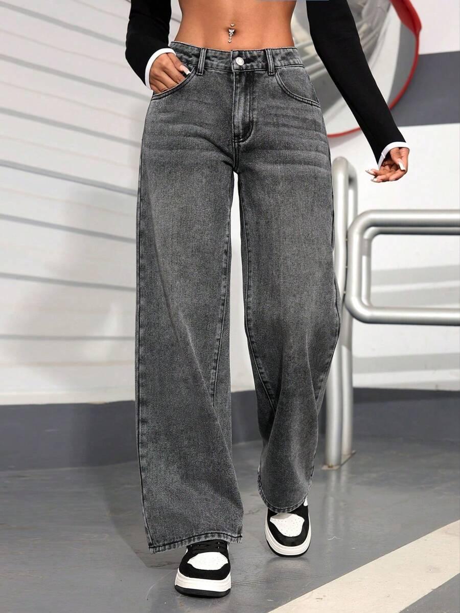 SZARE SPODNIE JEANS