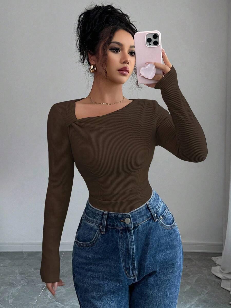 BRĄZOWY SWETER CASUAL