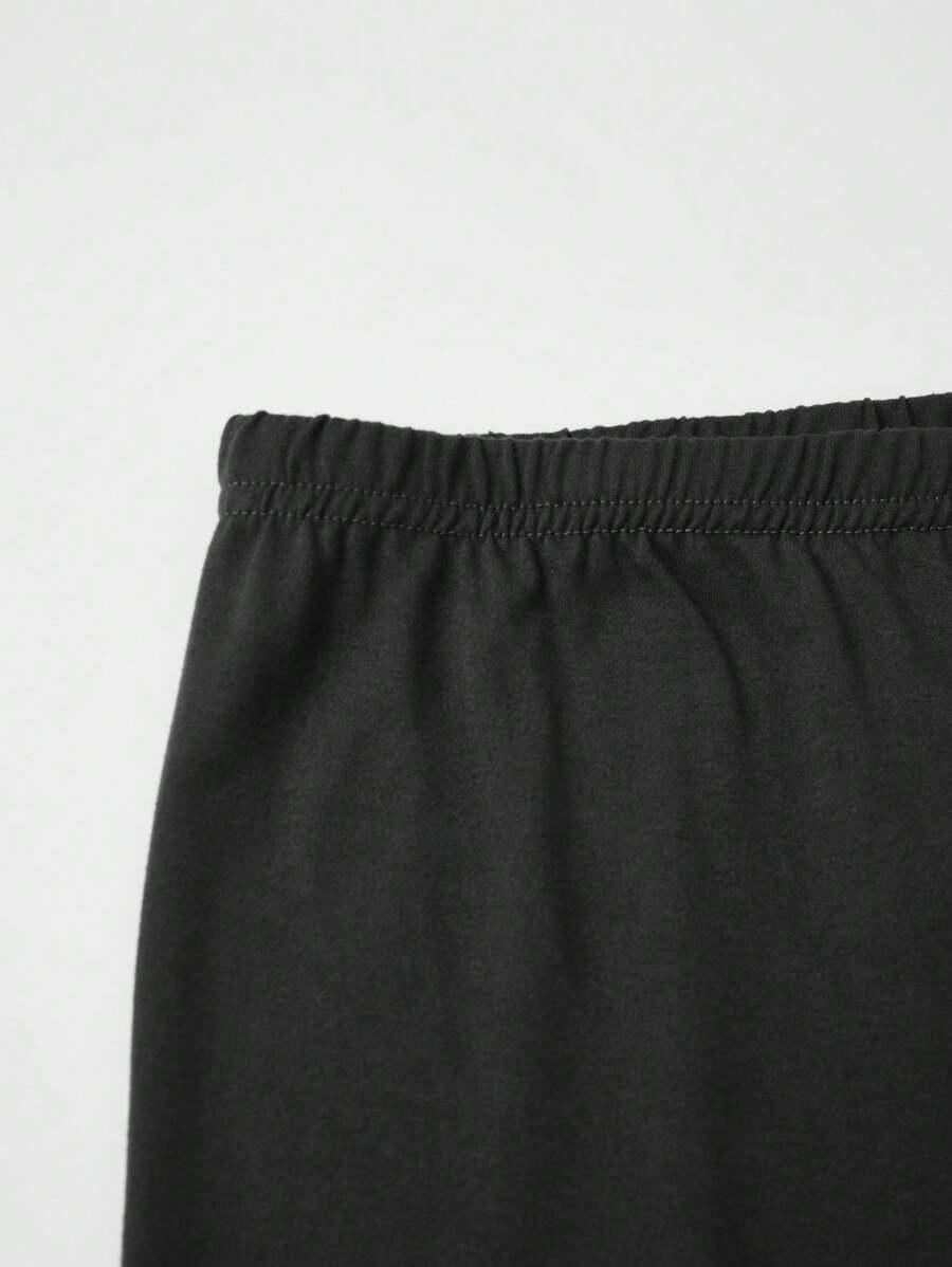 czarne klasyczne legginsy nadruk 