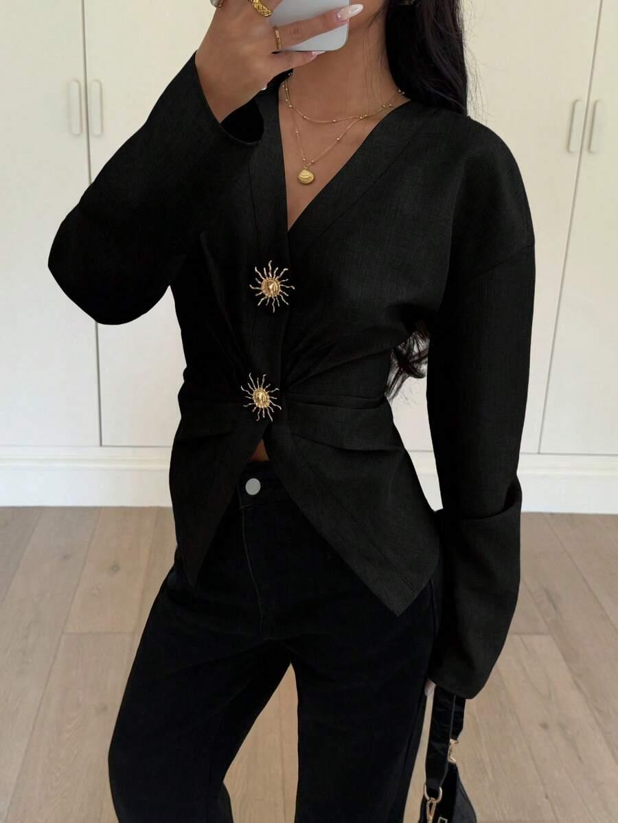 CZARNA KOSZULA V NECK 