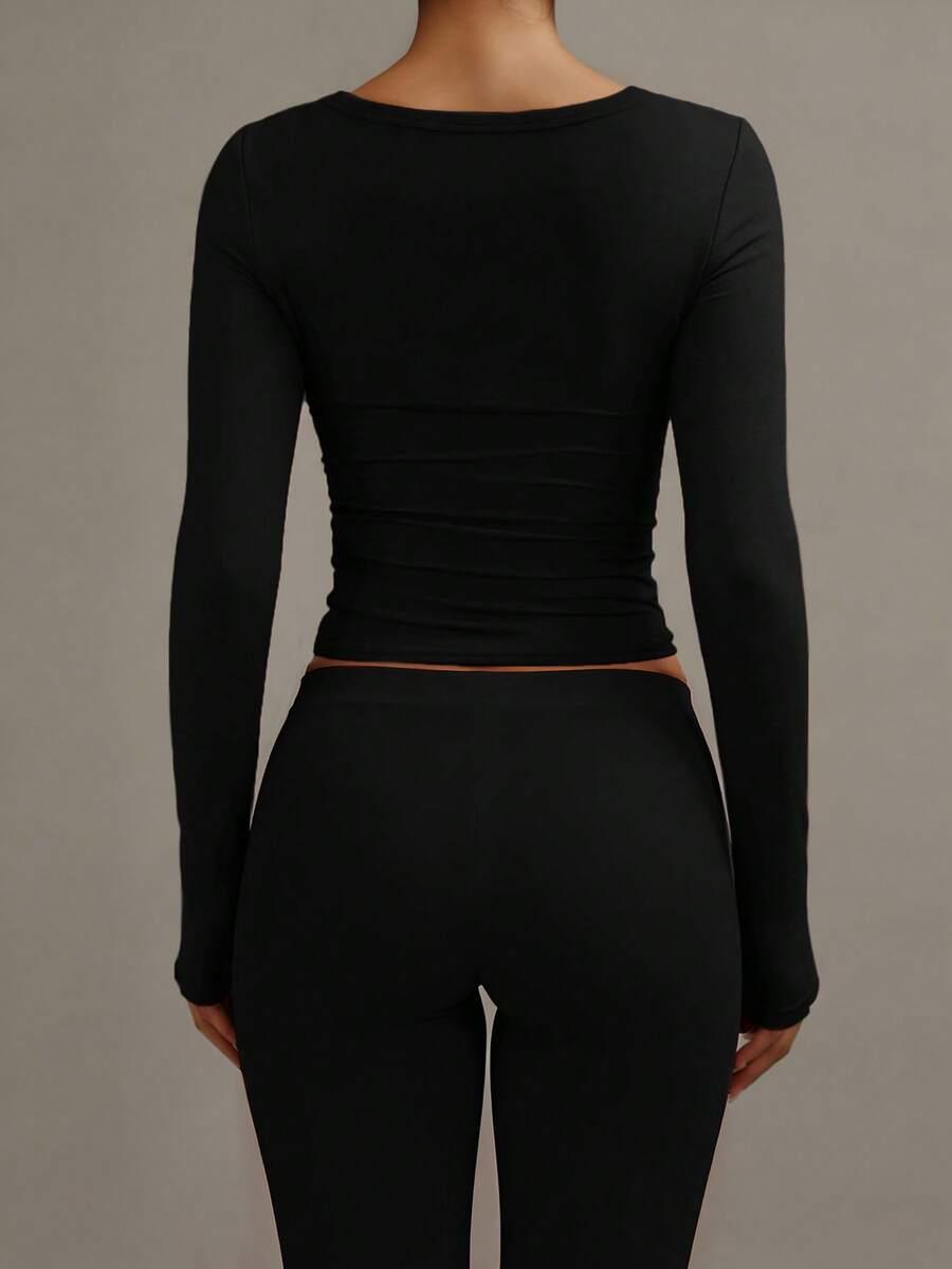 CZARNA BLUZKA DŁUGI RĘKAW 